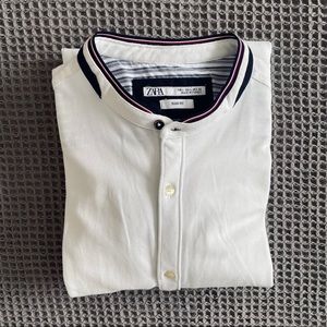 Zara White Casual Button Down Shirt